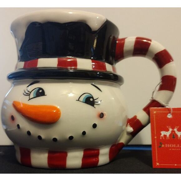 Retro Style Ceramic Snowman Mug NEW - Picture 2 of 4